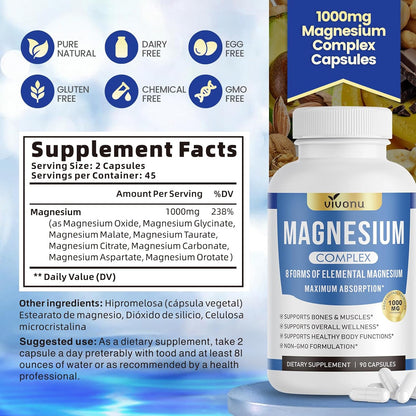 VitaRoot Magnesium Complex 1000mg – Home Office Energy & Focus Stack, 90 ct