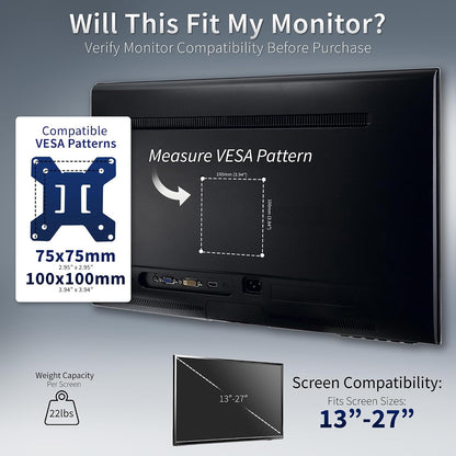 VIVO STAND-V002F Dual LED LCD Free-Standing Riser with Detachable Cable Clips for a Tidy Cable-Free Desk, Holds Two Monitors up to 27 Inch