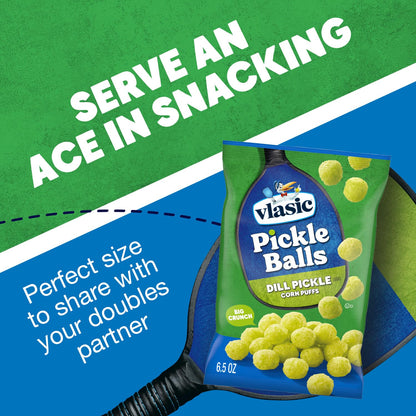 Vlasic Pickle Balls Dill Pickle Flavored Corn Puffs 6.5 oz – Crunchy Grab-and-Go Snack for Picnics and Park Days