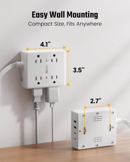 VoltaHub Desktop Hub – Father’s Day Gift for the Gadget Dad, Wall-Mountable Power Tower with Flat Plug
