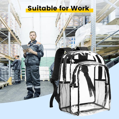Vorspack Clear Backpack Heavy Duty – See-Through School Bookbag for Elementary, Middle, and High School Students, Black