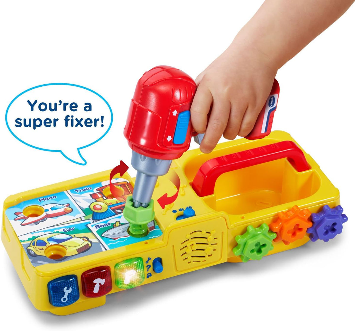 VTech Drill and Learn Toolbox – Parent-Approved Activity Toy for Shared Sibling Play Area, Ages 2-5