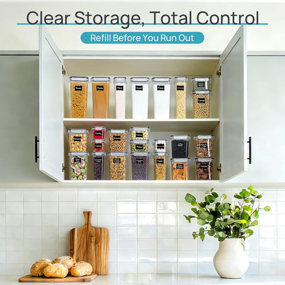 Vtopmart 24-Piece Airtight Food Storage Container Set – Modular Stackable Pantry Organizer for Clutter-Free Cabinets