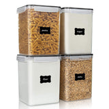 Vtopmart 5.2L Black Flour Sugar Storage Container Set of 4 with Measuring Cups and Labels – Streamlined Bulk Pantry System for Cooking Enthusiasts