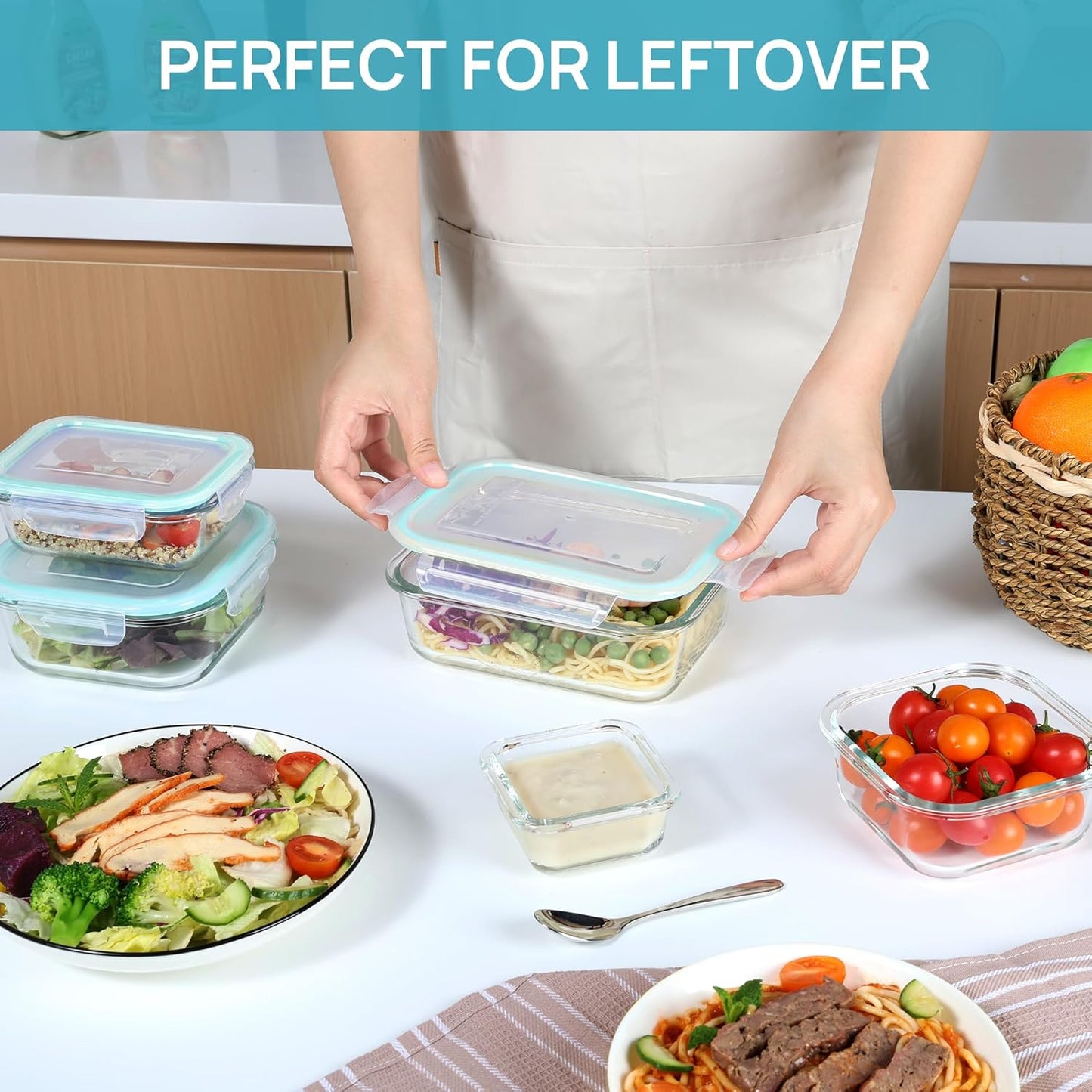 Vtopmart 8 Pack Airtight Glass Meal Prep Containers with Locking Lids – RV and Road Trip Food Storage Set for Adventurers