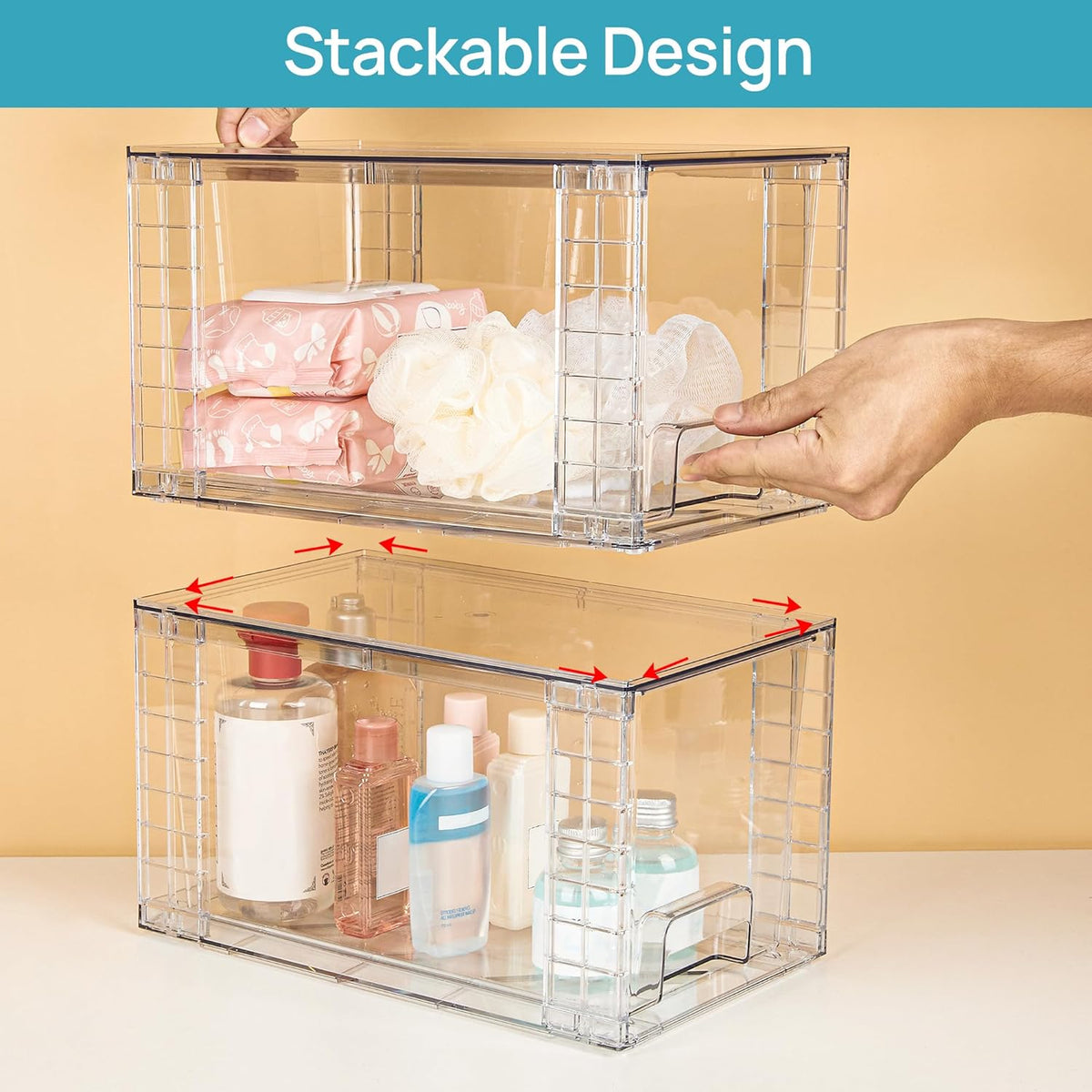 Vtopmart Decorative Stackable Storage Drawers for Bedroom Closet Styling