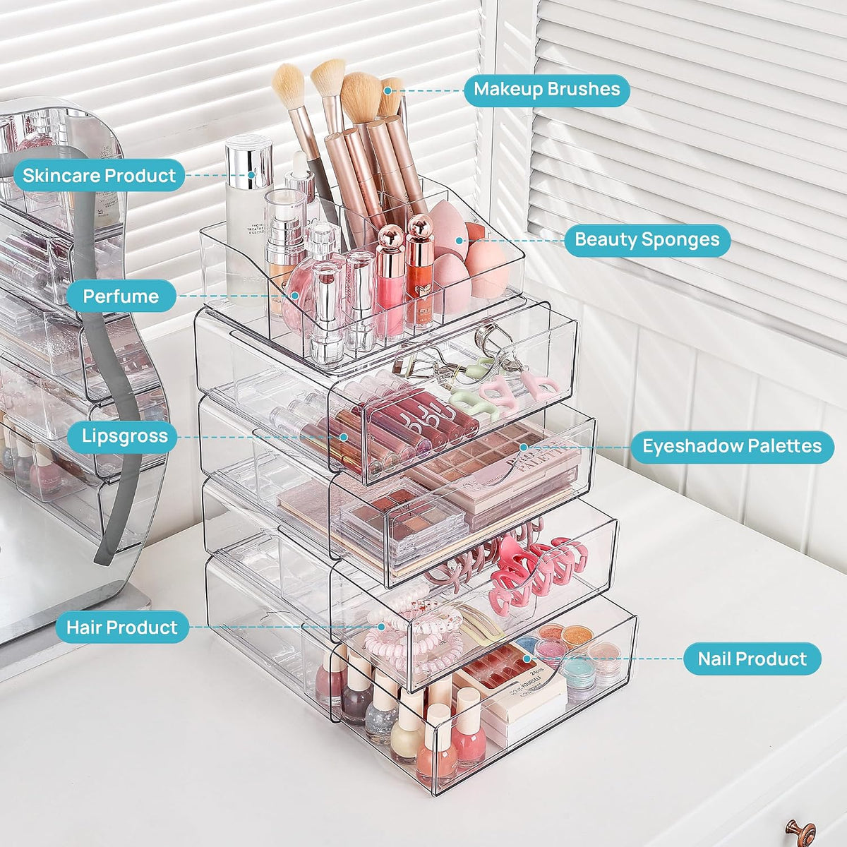 Vtopmart See-Through Makeup Organizer – Refined Living Room and Vanity Decor for Beauty Collectors