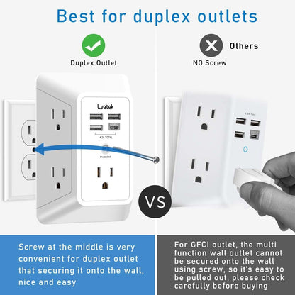 wall-mountable design with included screw for secure duplex outlet installation