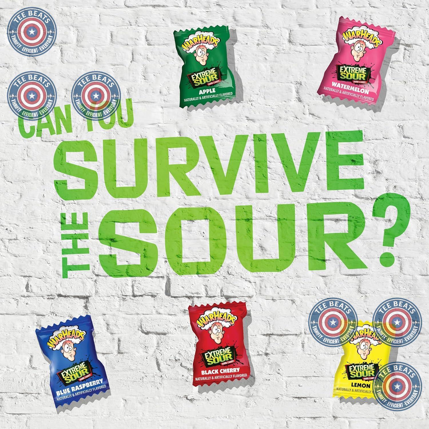 WARHEADS Extreme Sour Hard Candy Assorted Flavors 2 oz Bag Lunchbox Surprise for Kids and Tweens Ages 6-14