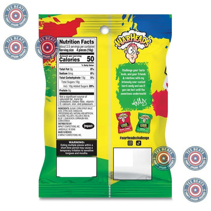 WARHEADS Extreme Sour Hard Candy - Kids Lunchbox Sour Candy Assortment - 3 Pack of 2 oz Bags