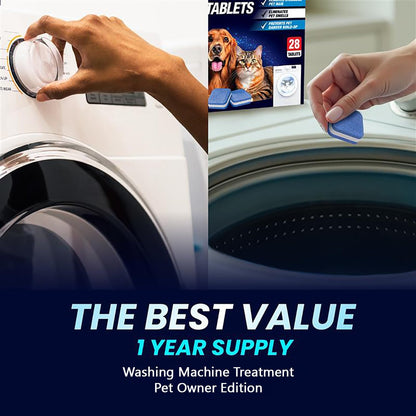 Washing Machine Cleaner Tablets – Self-Care Laundry Solution for Pet Odor and Dander Control, 28 Count