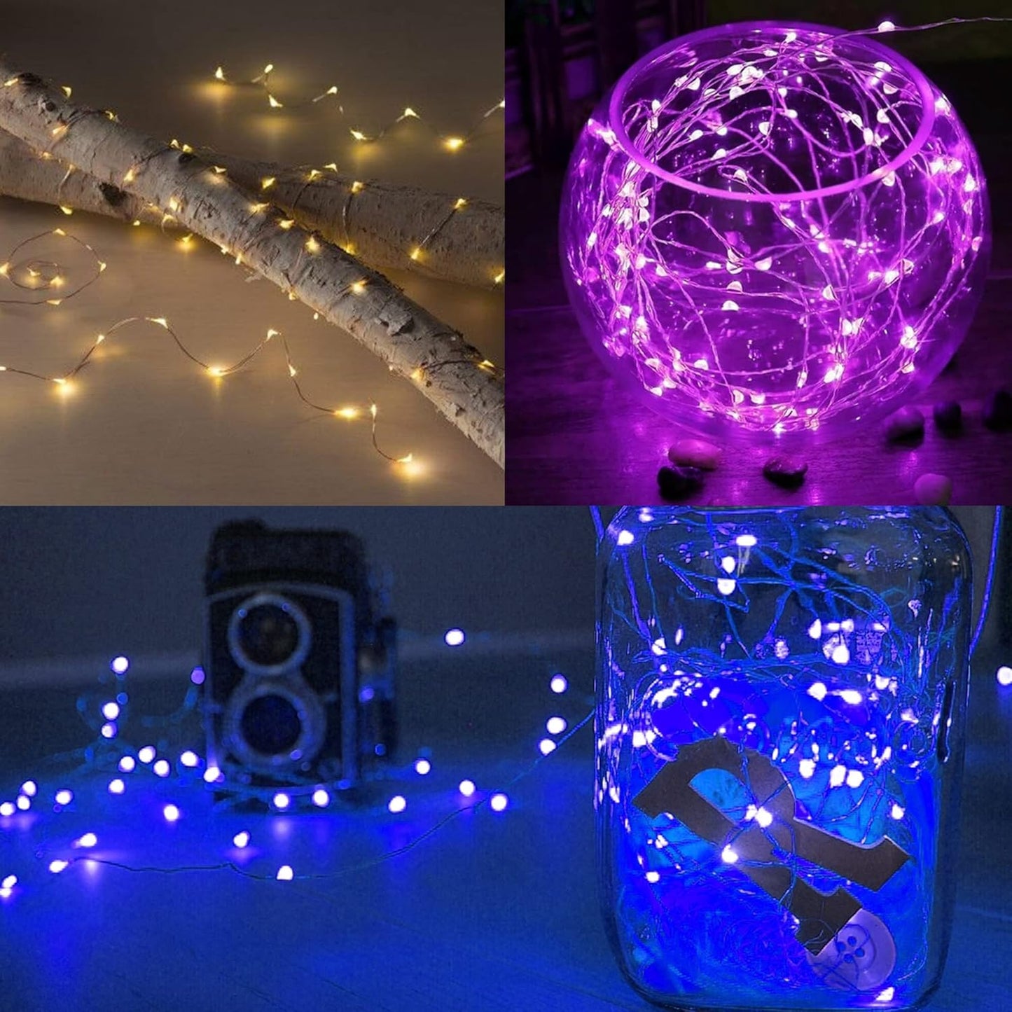 WATERGLIDE Flameless Fairy Lights – Battery Operated LED String Safe for Kids Room and Nursery Decor, Warm White