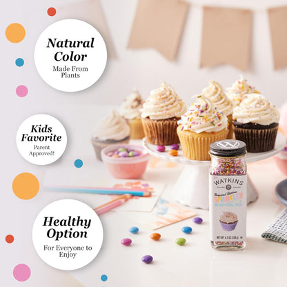 Watkins Gourmet Rainbow Nonpareils Sprinkles – Naturally Colored Clean Eating Topping for Gluten Free Baked Goods and Yogurt Parfaits