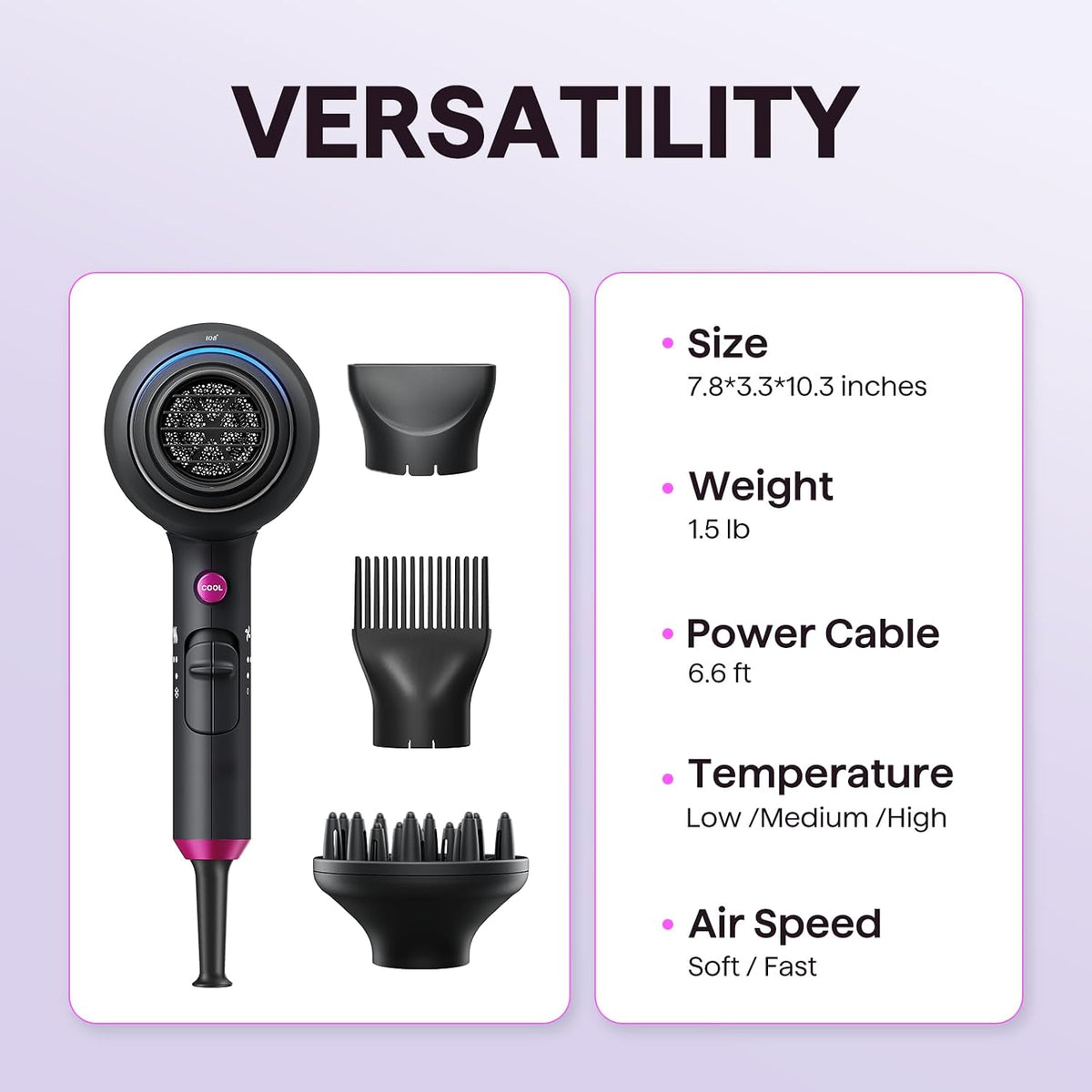 Wavytalk Blown Away Ionic Hair Dryer – Child-Safe Low-EMF Blow Dryer for Nursery-Adjacent and Family Bathrooms