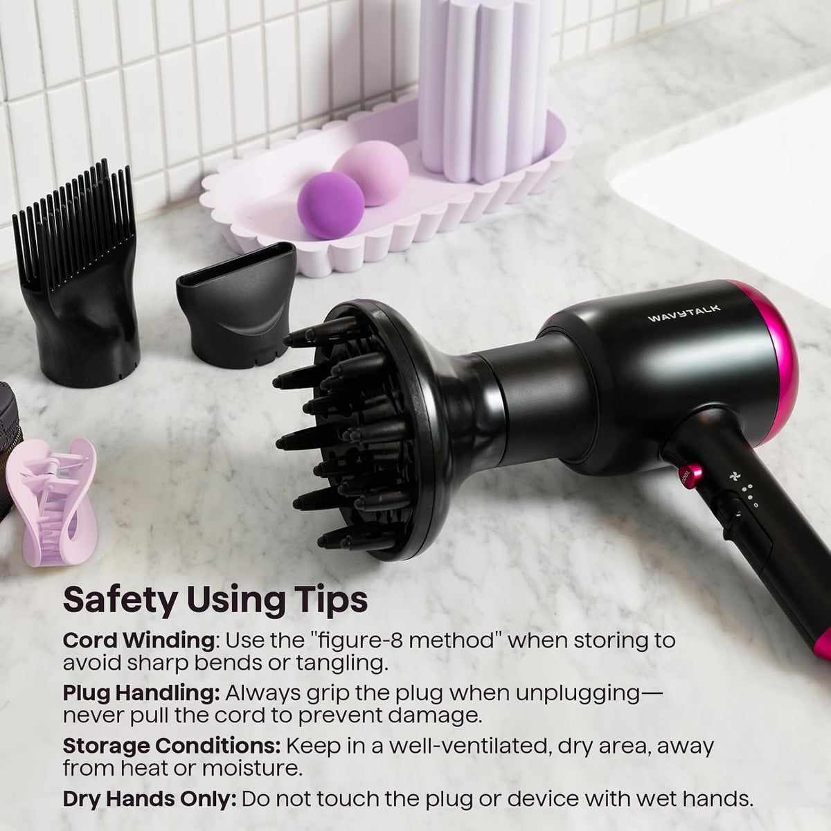 Wavytalk Blown Away Ionic Hair Dryer – Child-Safe Low-EMF Blow Dryer for Nursery-Adjacent and Family Bathrooms
