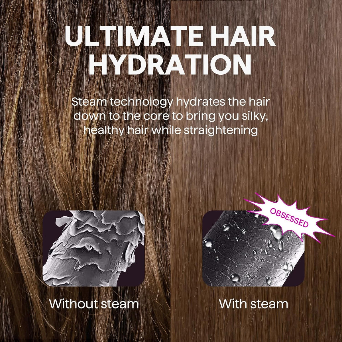 Wavytalk Steam Sesh Straightener 1.38 Inch Plates - Mindful Styling Companion for Wind-Down Vanity Routines