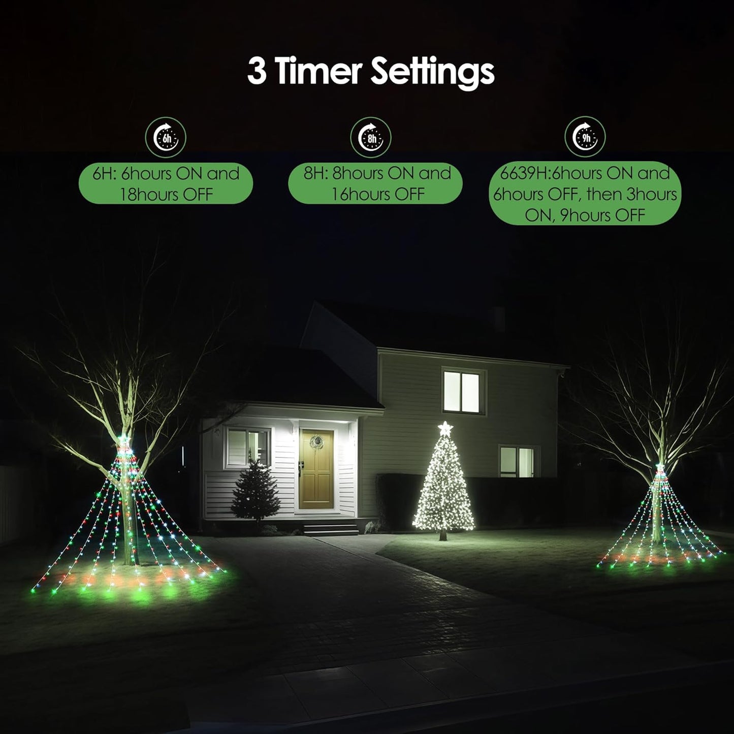 WBao Minimalist Christmas Lights Outdoor, Clean 344 LED Waterfall in Warm White and Cool White for Uncluttered Holiday Curb Appeal