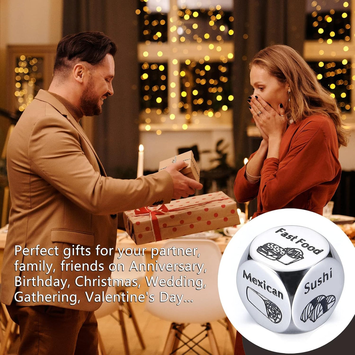 WeddingGiftPro Food Decision Dice – Pocket Decision Tool for Dining Out, On-the-Go Meal Choice