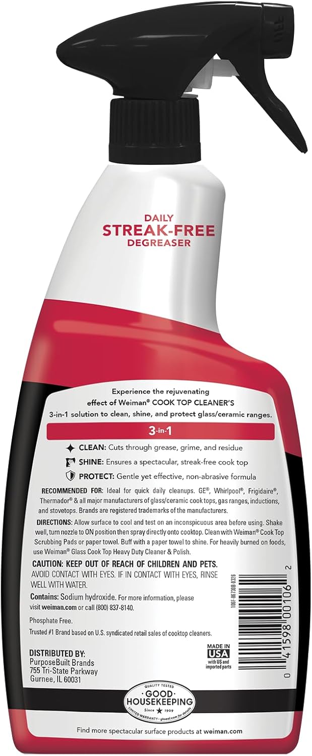 Weiman 22 oz Glass Cooktop Cleaner, Award-Winning Formula – Practical Holiday Gift for the Hostess Who Loves a Pristine Kitchen