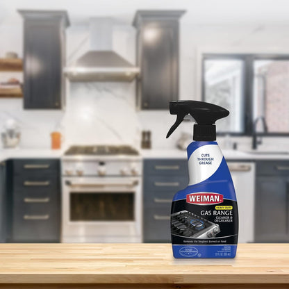 Weiman Gas Range Cleaner and Degreaser – Gentle Lemon-Scented Range Cleaner for Kitchens Where Children Play Nearby