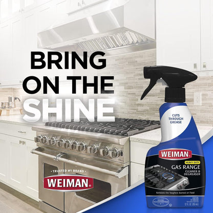 Weiman Gas Range Cleaner and Degreaser – Gentle Lemon-Scented Range Cleaner for Kitchens Where Children Play Nearby