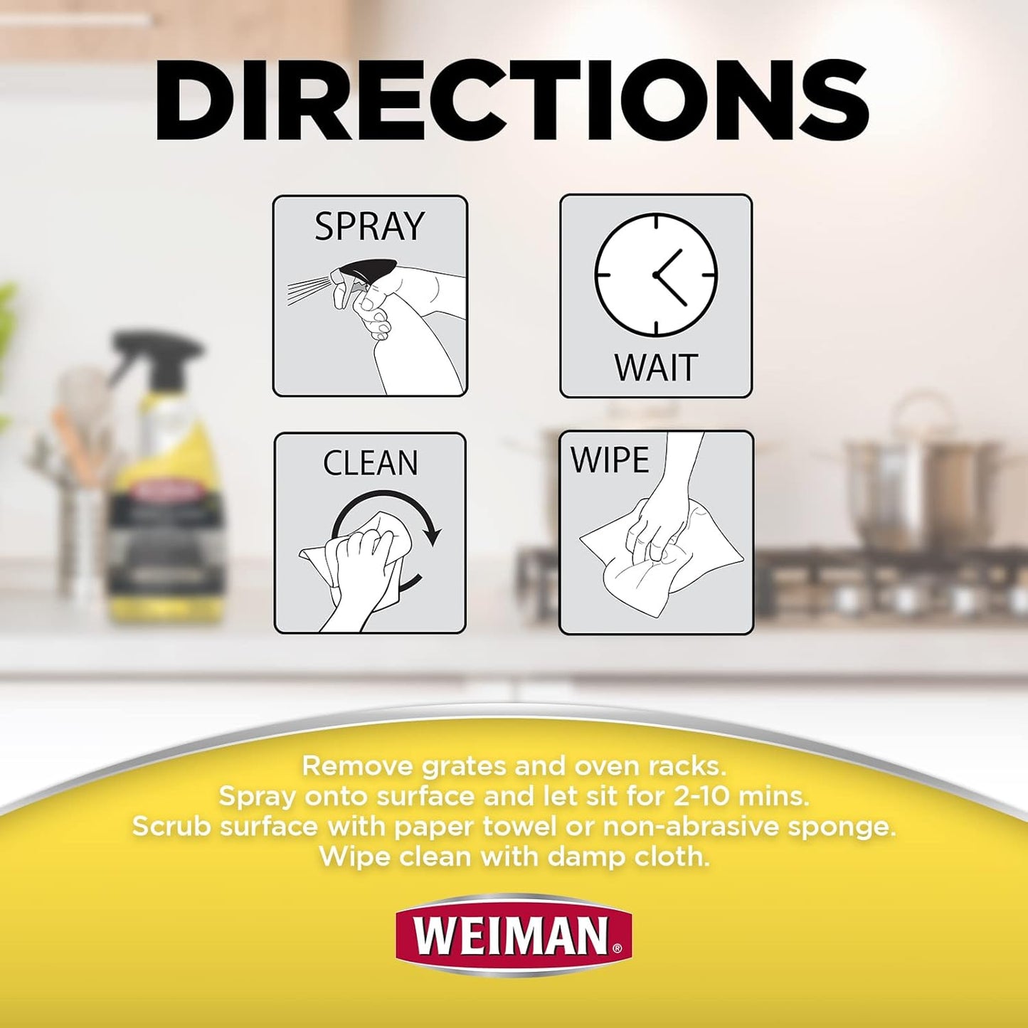 Weiman Heavy Duty Stove and Oven Cleaner and Degreaser for Streamlined Meal Prep Reset Routines, No-Drip Cling Foam 24 Oz 2-Pack