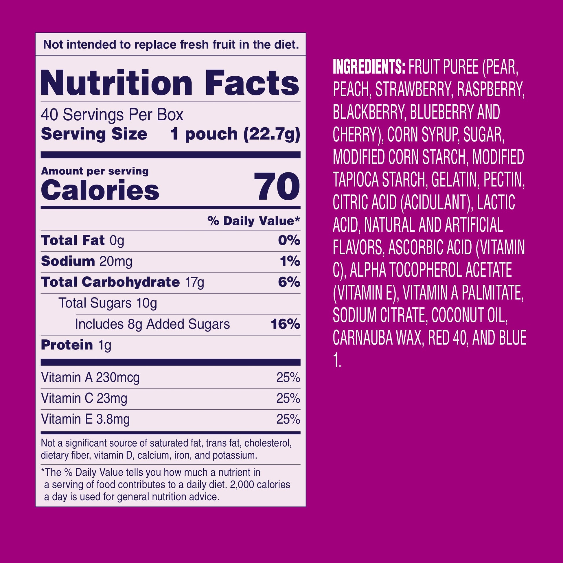 Welch's Fruit Snacks Mixed Fruit – Office Break Room Snack Drawer Supply, 40 Single-Serve 0.8 oz Bags for Coworkers