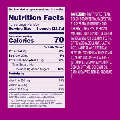 Welch's Fruit Snacks Mixed Fruit – Office Break Room Snack Drawer Supply, 40 Single-Serve 0.8 oz Bags for Coworkers