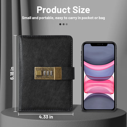 WEMATE Combination Lock Password Book – Quick Access to Website and Email Credentials, 208 Pages of Structured Storage