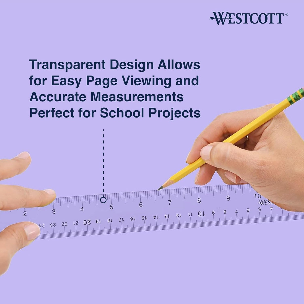 Westcott 12-Inch Clear Ruler – Durable Student Ruler for Children's Art Projects and Study Area