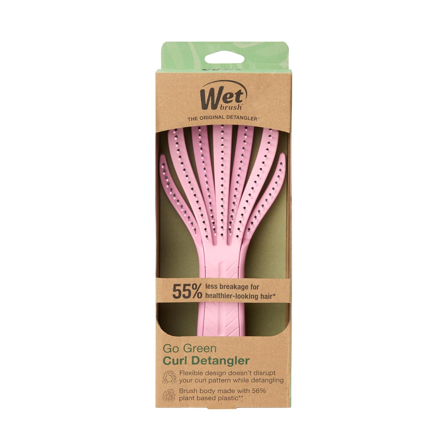 Wet Brush Go Green Curl Detangler – Minimalist Hair Tool for Curly Hair, One-Brush Routine