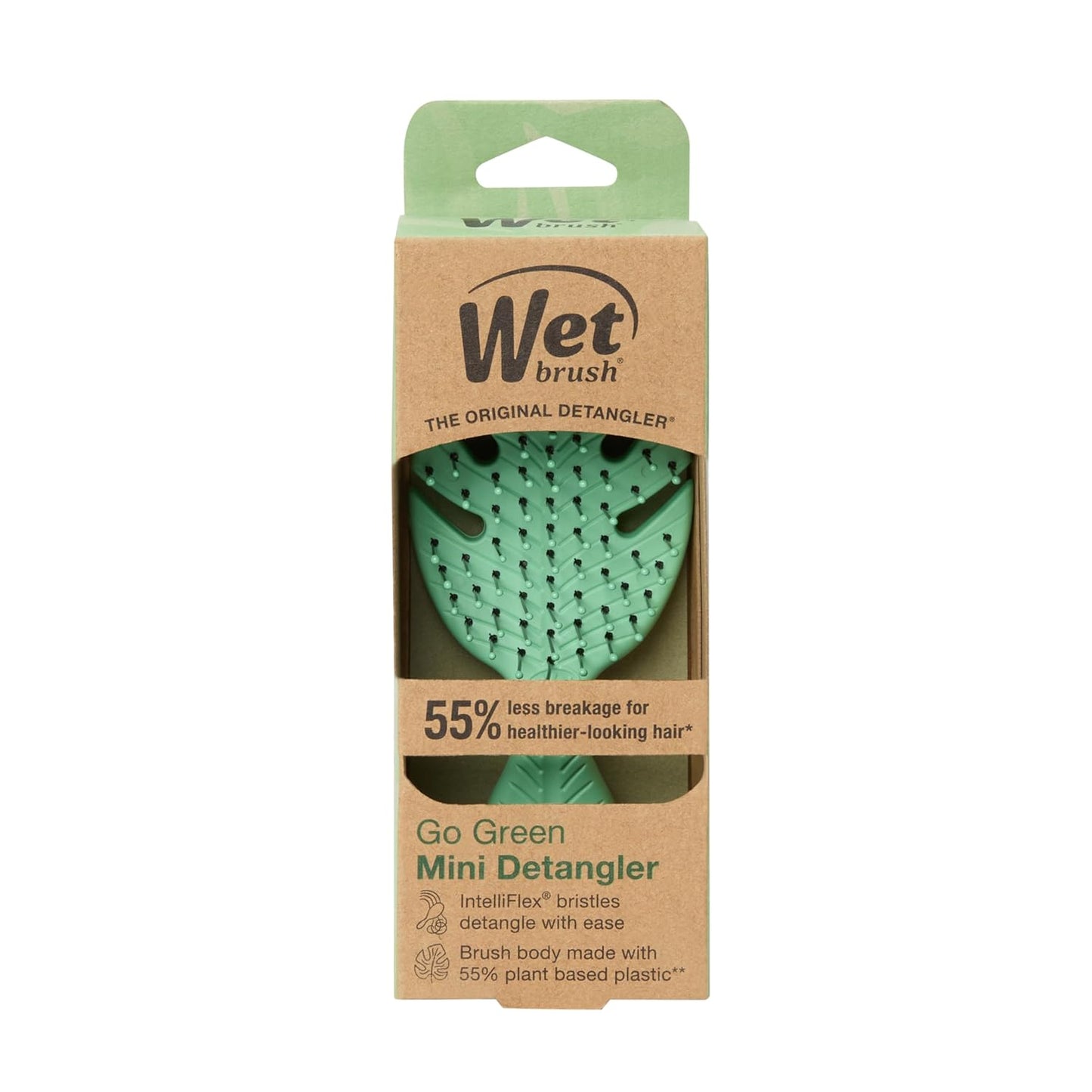 Wet Brush Go Green Mini Detangler – Post-Shower Self-Care Essential, Gentle Wet Hair Brush for Mindful Routines