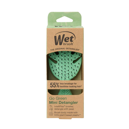 Wet Brush Go Green Mini Detangler – Post-Shower Self-Care Essential, Gentle Wet Hair Brush for Mindful Routines