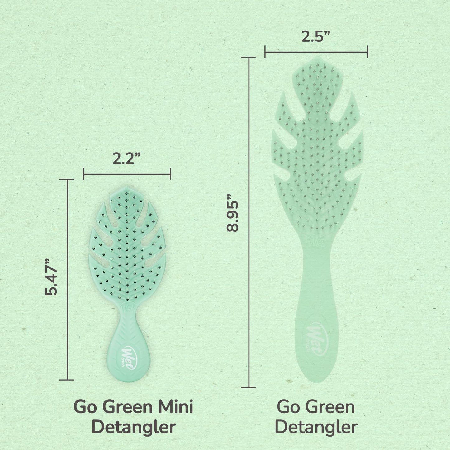 Wet Brush Go Green Mini Detangler – Post-Shower Self-Care Essential, Gentle Wet Hair Brush for Mindful Routines