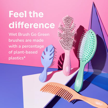 Wet Brush Go Green Mini Detangler – Post-Shower Self-Care Essential, Gentle Wet Hair Brush for Mindful Routines