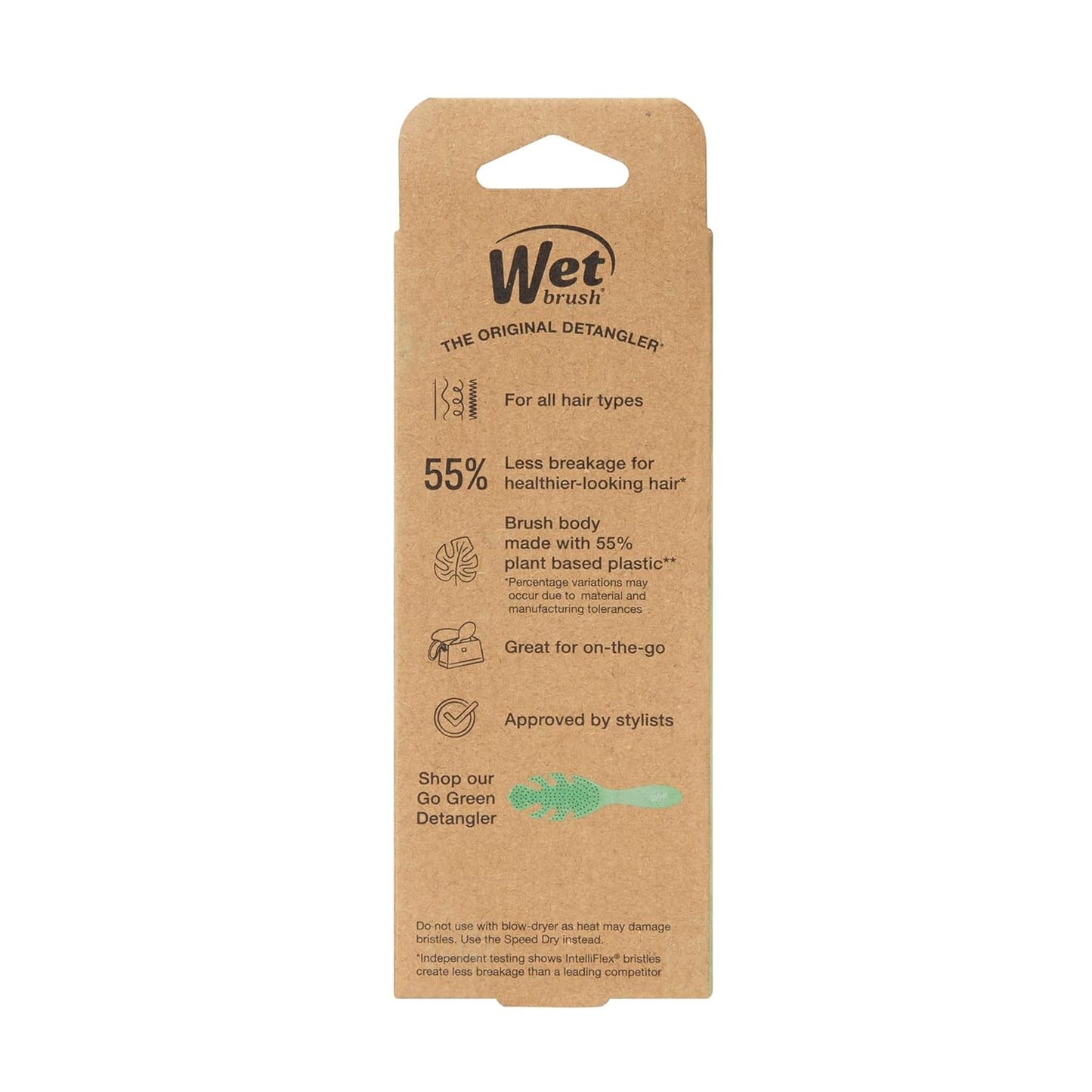 Wet Brush Go Green Mini Detangler – Post-Shower Self-Care Essential, Gentle Wet Hair Brush for Mindful Routines