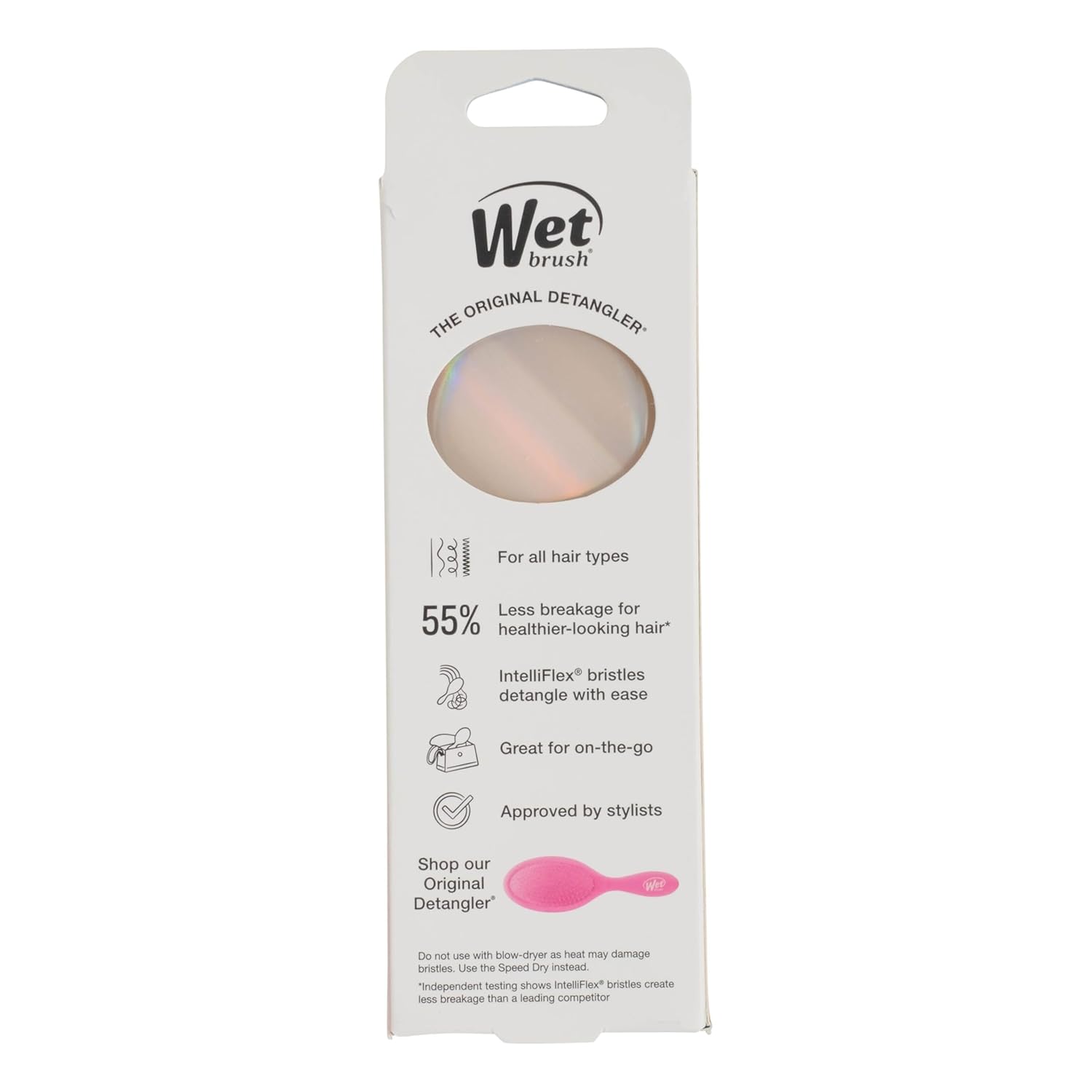 Wet Brush Mini Detangler – Stocking Stuffer Hairbrush for Teens, Prismatic Glow Travel Size Detangler