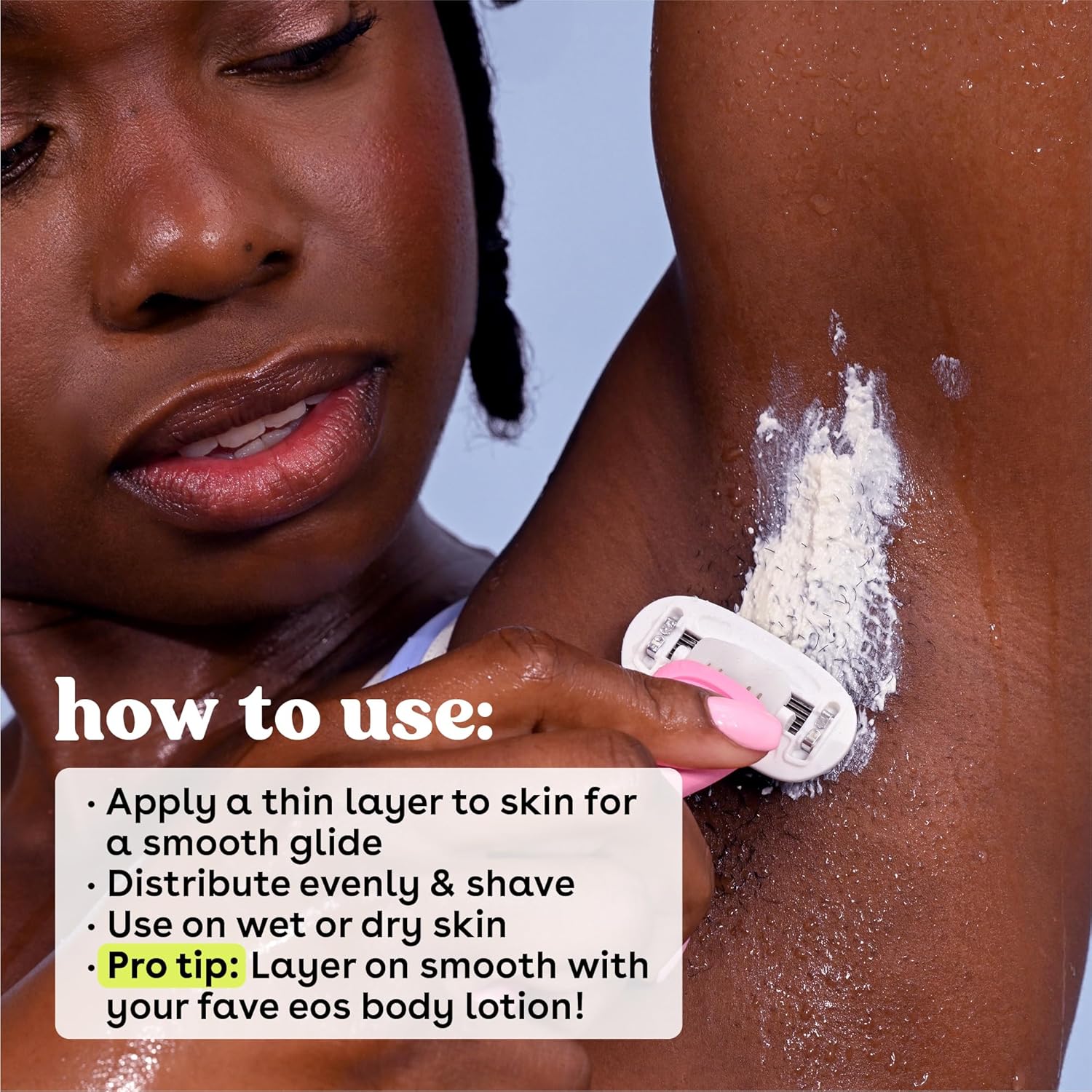 wet-or-dry shave compatibility and leave-on or rinse-off wear