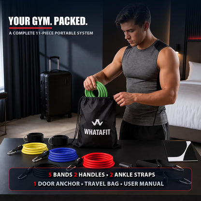 WHATAFIT Resistance Bands Set – Durable On-the-Go Strength Equipment for Remote Professionals and Outdoor Training