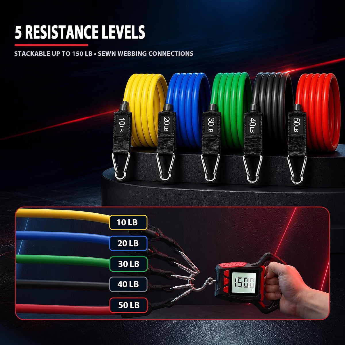 WHATAFIT Resistance Bands Set – Durable On-the-Go Strength Equipment for Remote Professionals and Outdoor Training
