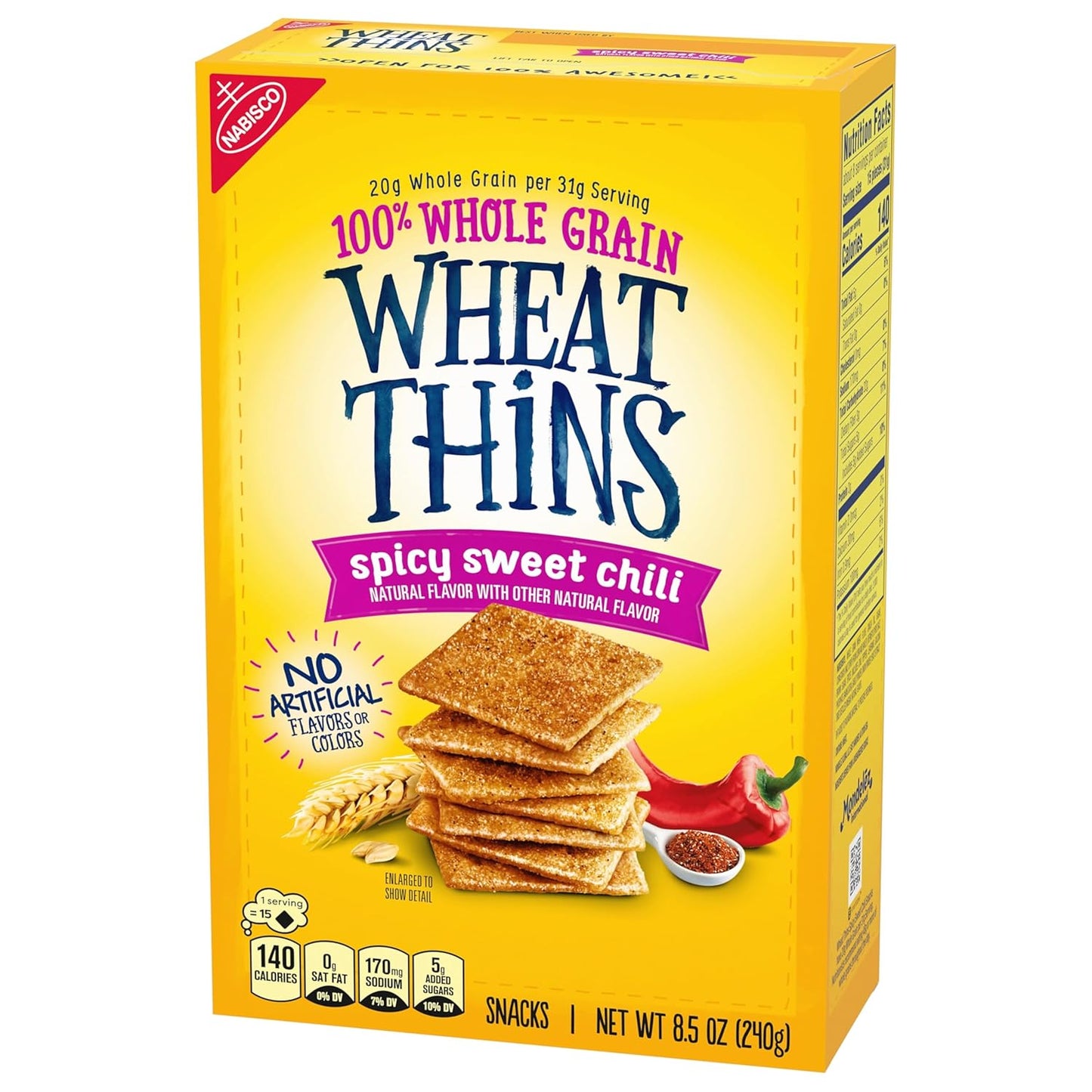 Wheat Thins Spicy Sweet Chili Crackers – Guilt-Free 21g Whole Grain Snack for Wellness Routines and Cozy Couch Time, 8.5 oz