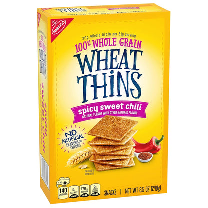 Wheat Thins Spicy Sweet Chili Crackers – Guilt-Free 21g Whole Grain Snack for Wellness Routines and Cozy Couch Time, 8.5 oz