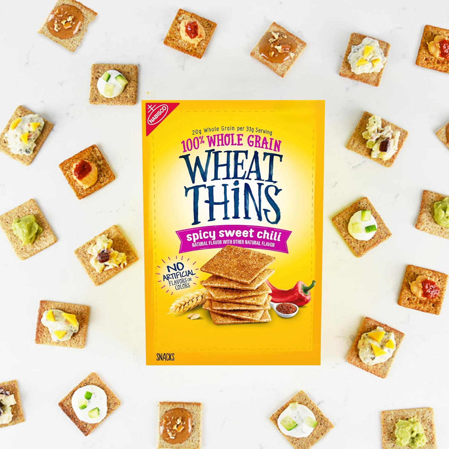 Wheat Thins Spicy Sweet Chili Crackers – Guilt-Free 21g Whole Grain Snack for Wellness Routines and Cozy Couch Time, 8.5 oz