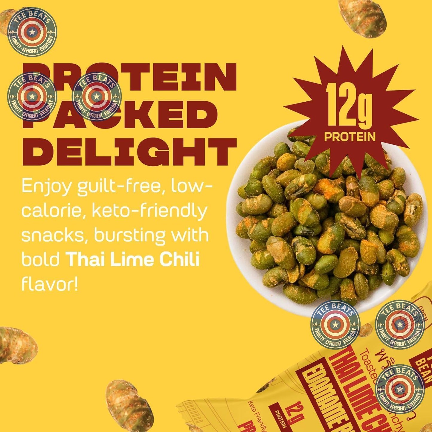 Where You Bean Edamame Snack (Thai Lime Chili) – Wellness Pantry Staple for Mindful Keto and Vegan Snackers, 12g Plant Protein, Pack of 8