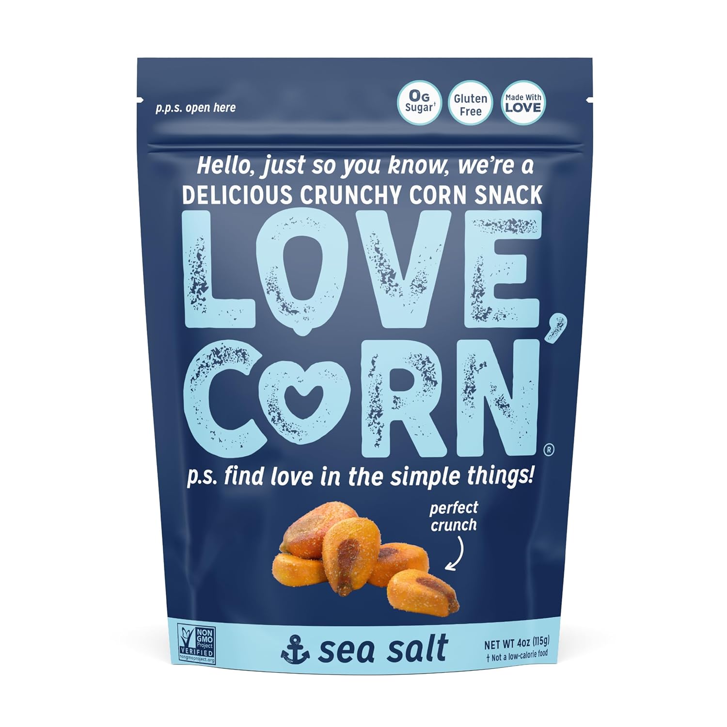 whole roasted corn kernels as the single primary ingredient for authentic crunch