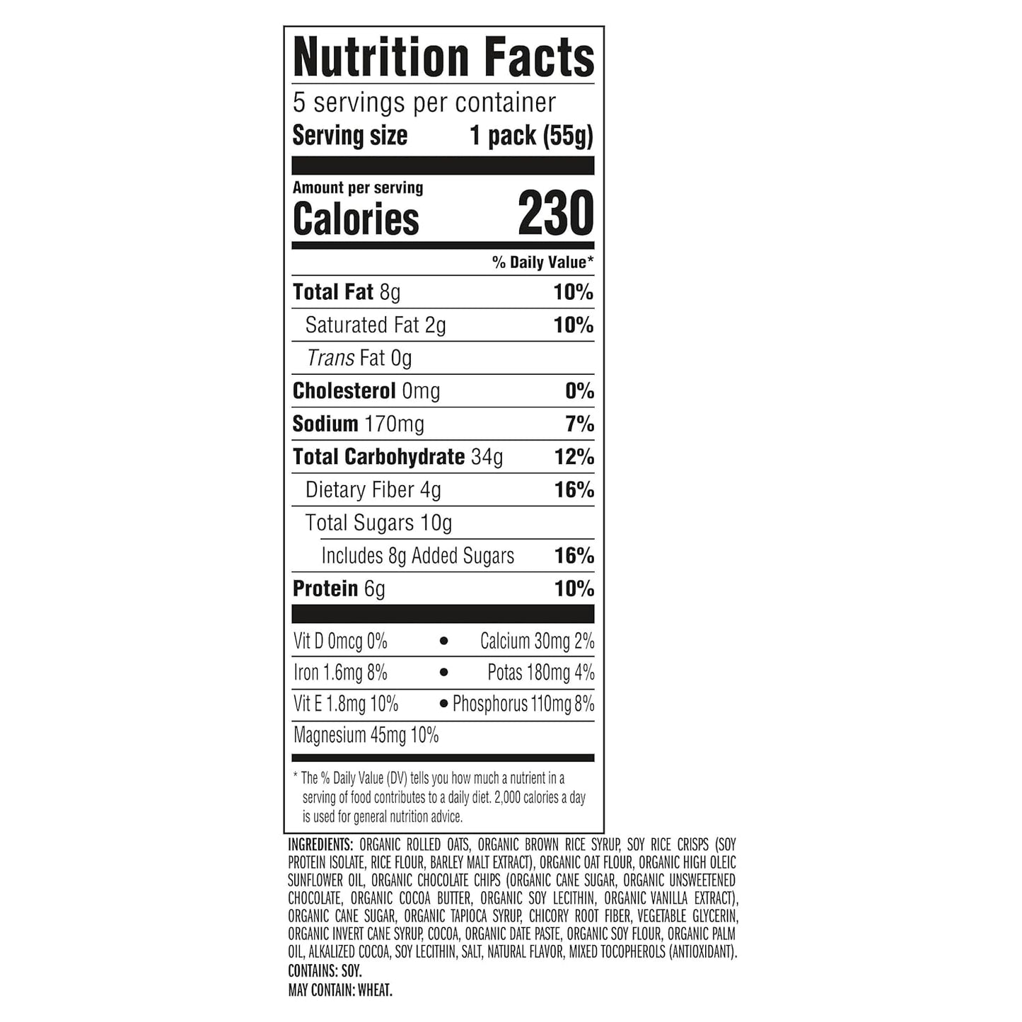 wholesome organic rolled oats as the base ingredient