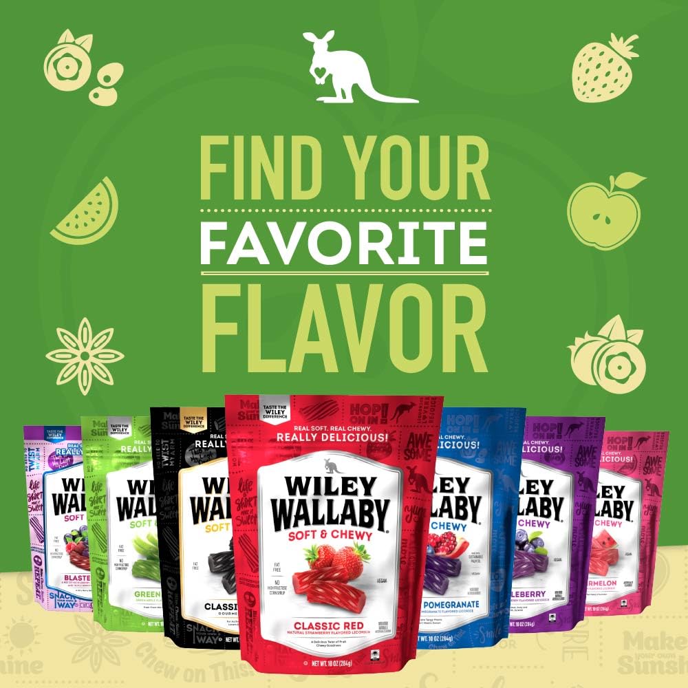 Wiley Wallaby Green Apple Licorice – Gourmet Stocking Stuffer & Christmas Candy Gift for Kids