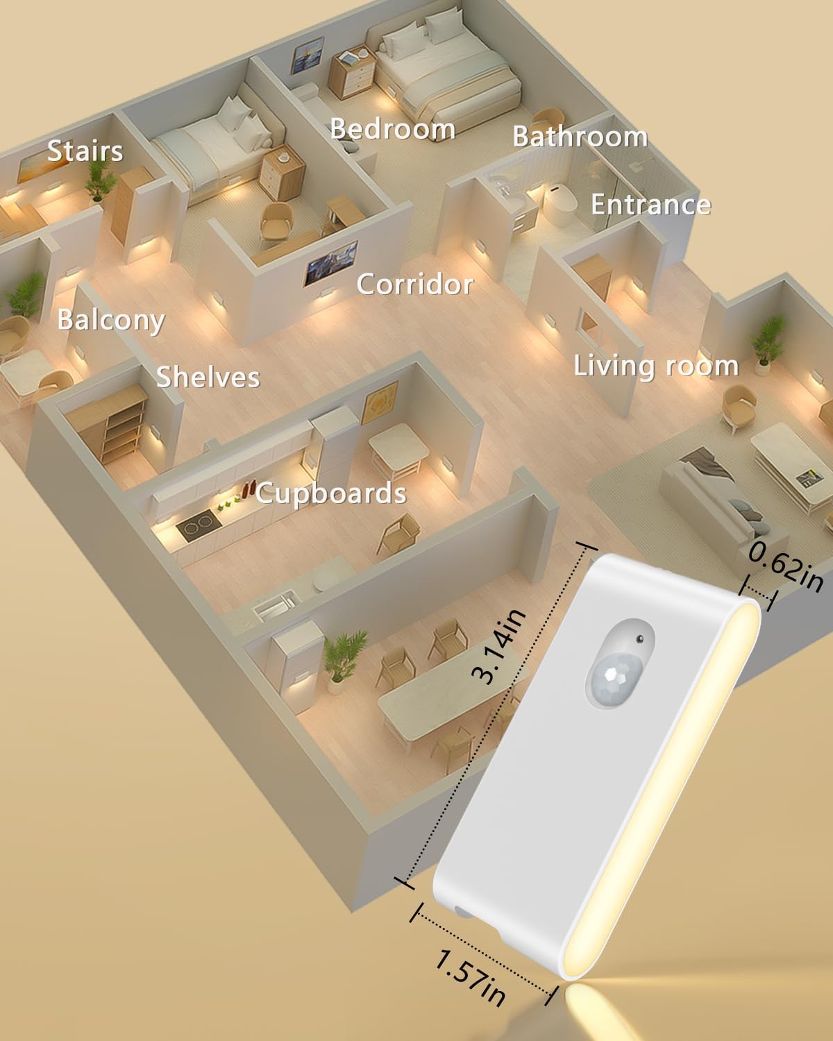 WILLED Rechargeable Night Light 4 Pack – Thoughtful Housewarming Gift for New Homeowners and Renters