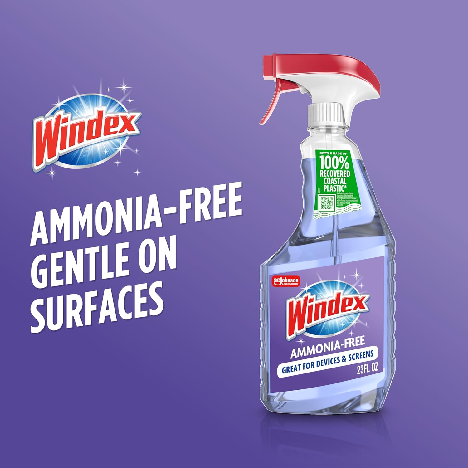 Windex Ammonia-Free Glass Cleaner – Safe Streak-Free Spray for Nurseries, Playrooms, and Kids' Bedrooms