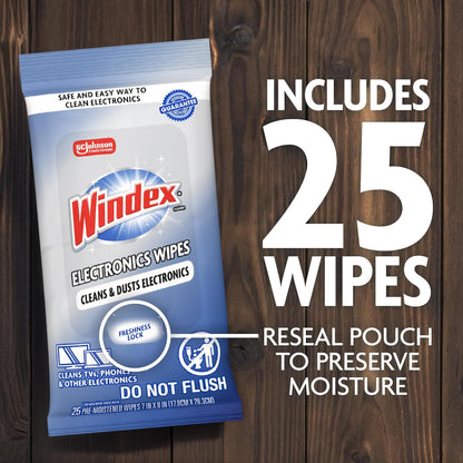 Windex Electronic Cleaning Wipes – Thoughtful Tech Gift for Her, Travel-Friendly Pouch for Daily Screen Care